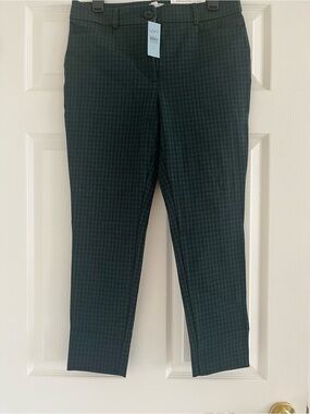 LOFT Green and Black Plaid Ankle Pants